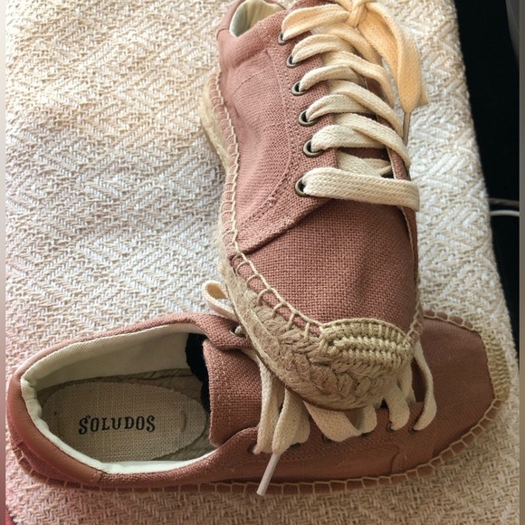 Nwob SOLUDOS WOMENS IZZY ESPADRILLE SNEAKER LACE UP SIZE 6.5 SAHARA PINK - Picture 9 of 9